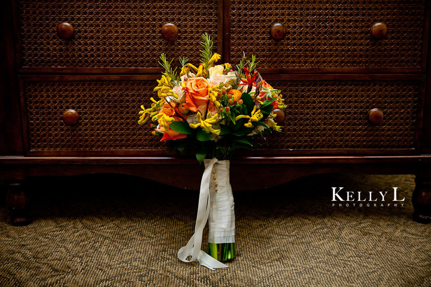wedding bouquet with orange and yellow flowers