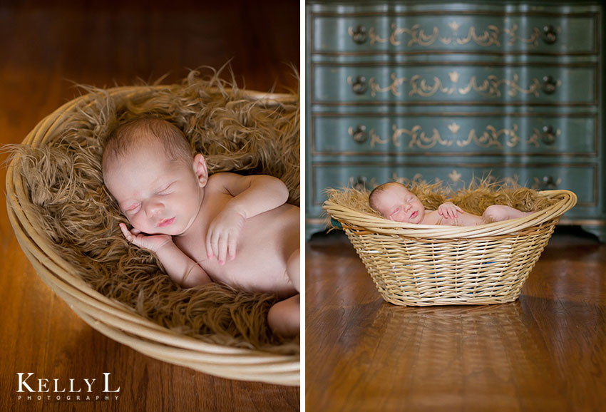 newborn photos in basket