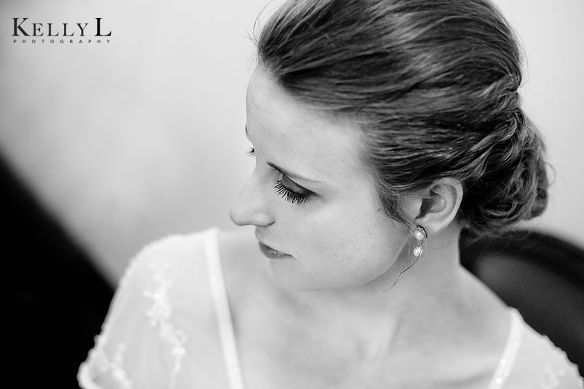 black and white photo of bride