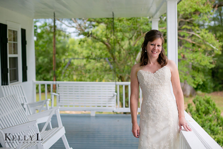 bride on front porch