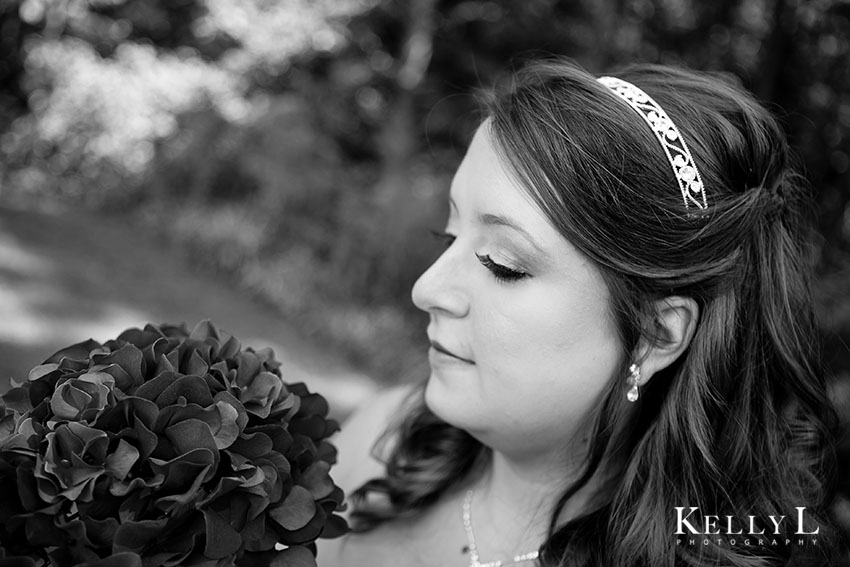 black and white photo of bride