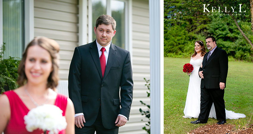 groom sees bride walking down aisle