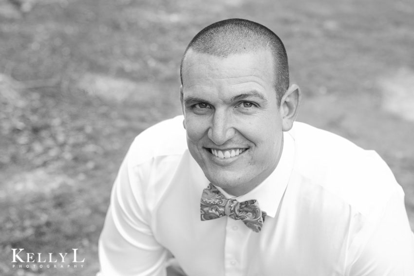 black and white photo of the groom