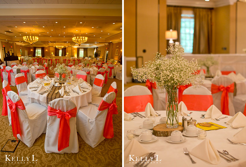ballroom setup with pink colors