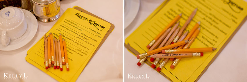 quiz about bride and groom with customized pencils