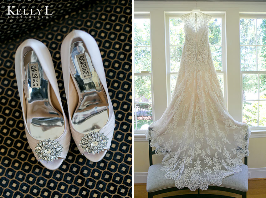 gorgeous shoes and wedding dress