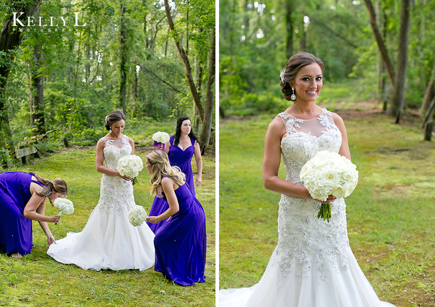 bride outside with bridesmaids