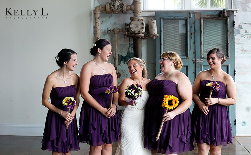 bridesmaids in purple dresses