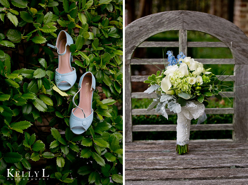 wedding bouquet and shoes