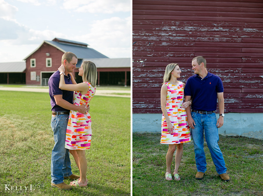 engagement session with a red barn
