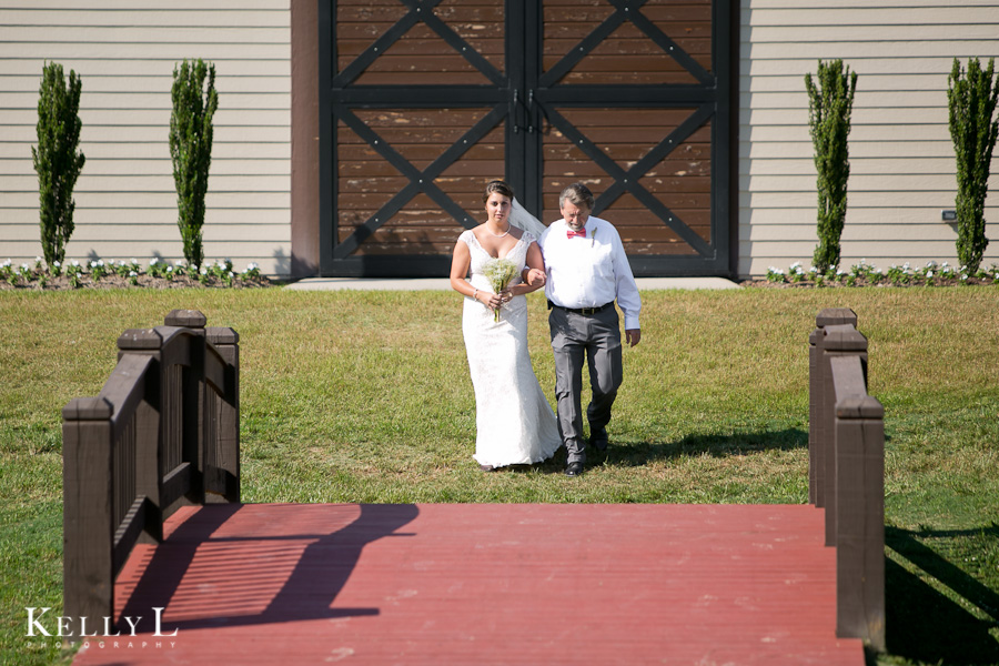 bride entering at the farm at ridgeway