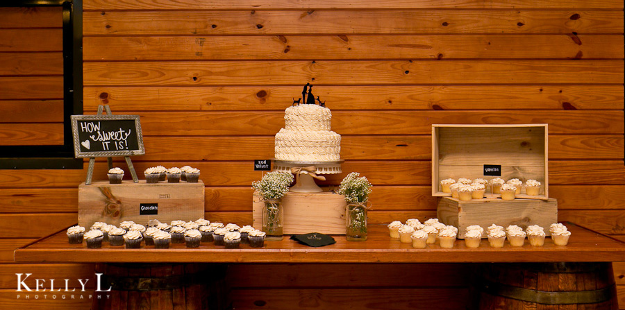 wedding cake with cupcakes