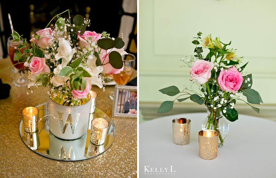 pink and gold wedding details