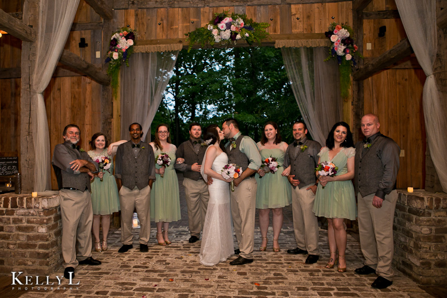 bridal party in green