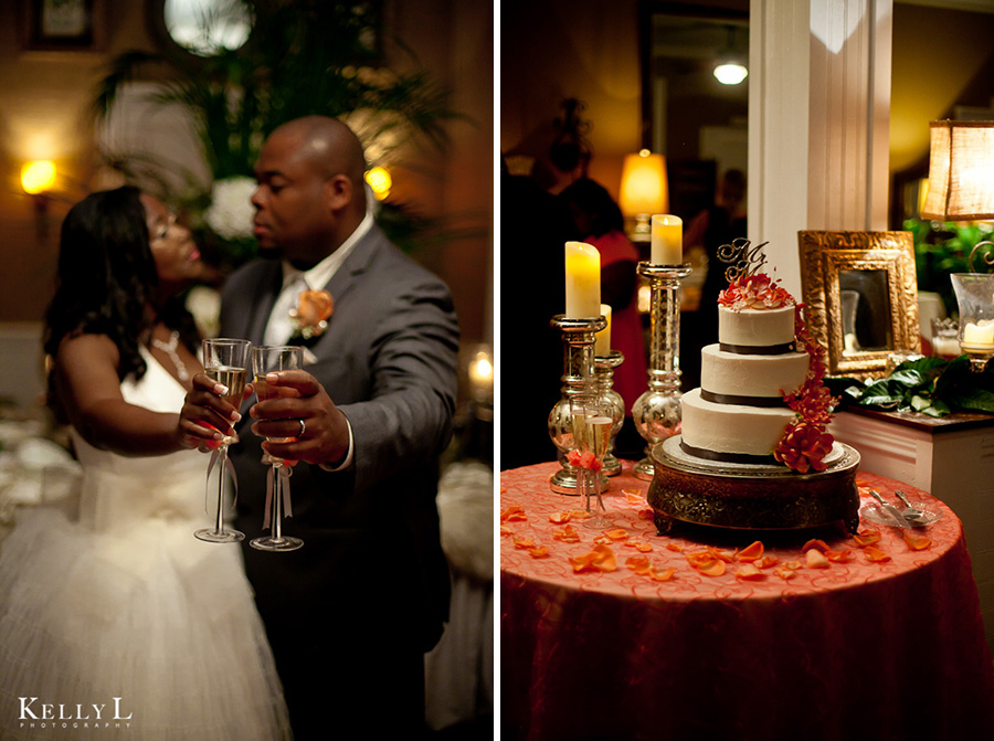 wedding cake and toasts