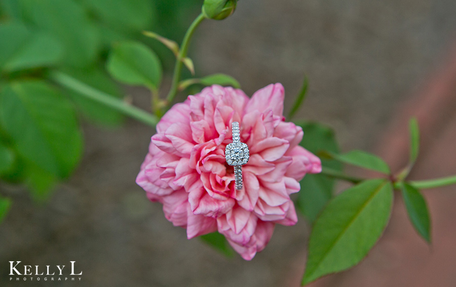 gorgeous engagement ring in a pink flower