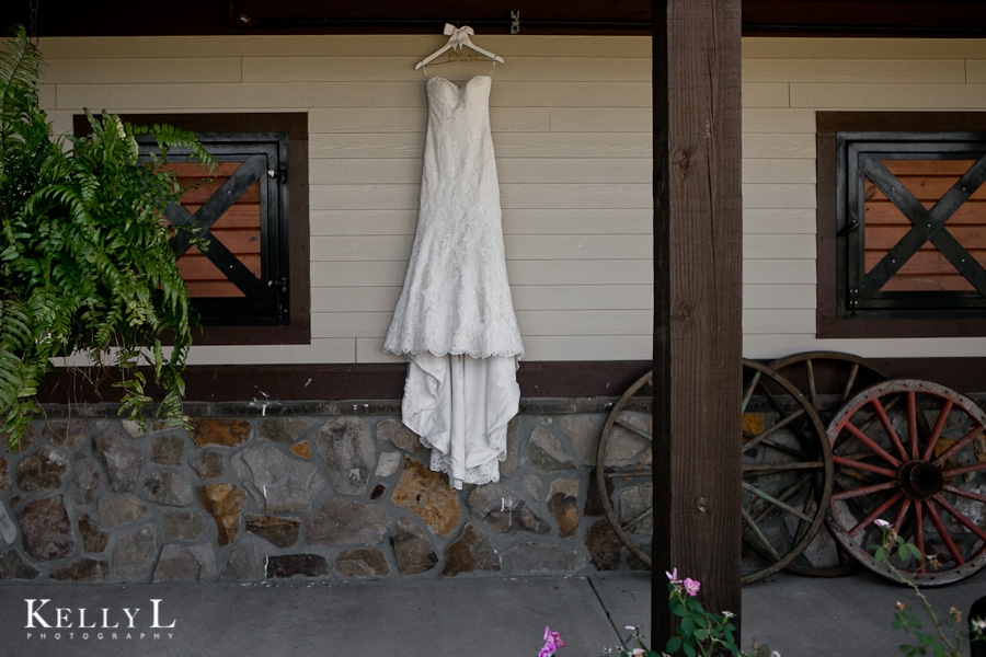 photo of wedding dress hanging