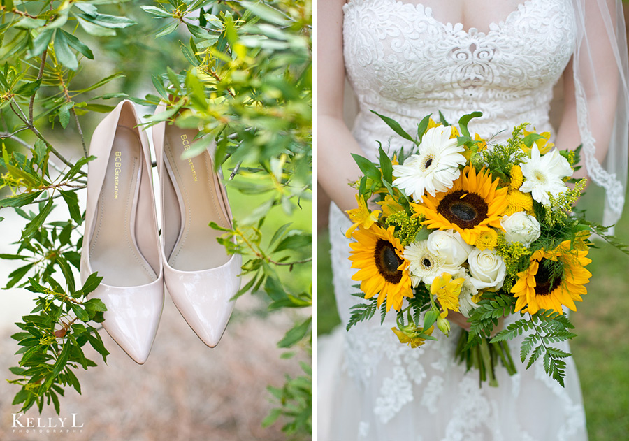 bridal bouquet with sunflowers