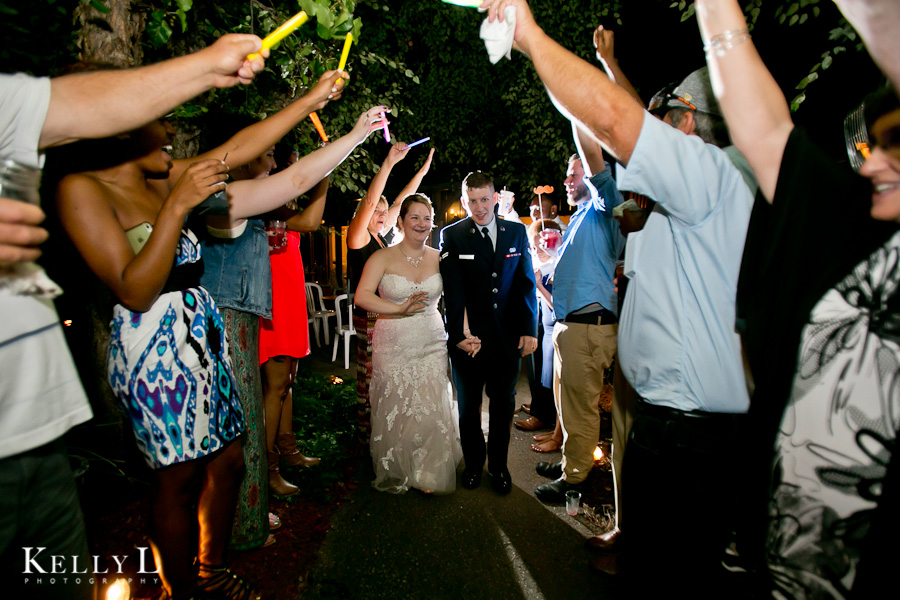 wedding send off with glow sticks