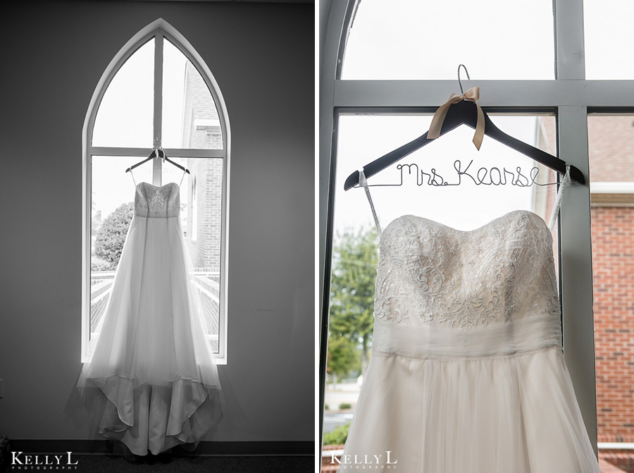 wedding dress with custom hanger