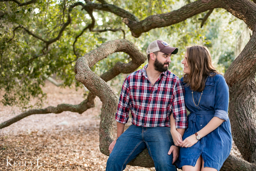 engagement photo sitting in tree