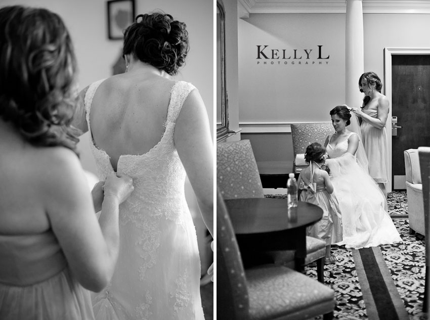 bride getting ready for wedding at andrew pickney inn